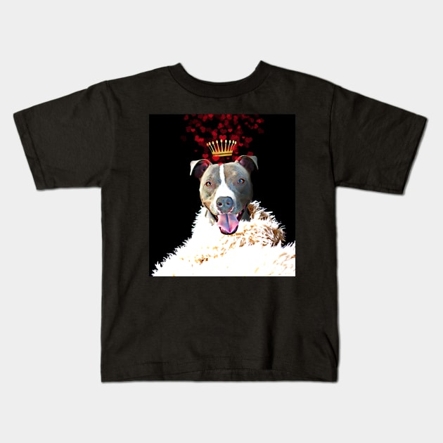 Pit Bull Terrier with a crown of hearts, puppy love Kids T-Shirt by LittleBean